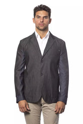 Verri Gray Cotton Men Single Breasted Blazer