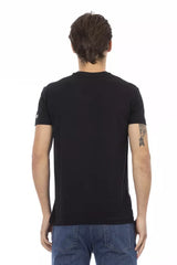 Trussardi Action Schwarzes Baumwoll-V-Neck T-Shirt für Herren