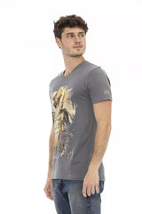 Trussardi Action Graues Herren-T-Shirt aus Baumwolle