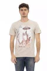 Trussardi Action Beiges Herren-T-Shirt aus Baumwolle