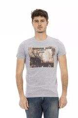 Trussardi Action Graues Herren-T-Shirt aus Baumwolle