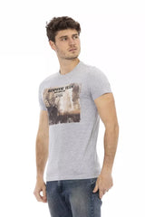 Trussardi Action Graues Herren-T-Shirt aus Baumwolle