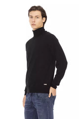 Baldinini Trend Herren-Rollkragenpullover aus schwarzem Stoff