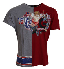 Dolce & Gabbana Rood Grijs Twee Model DG Angel Ronde hals T-shirt
