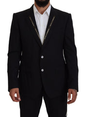 Dolce & Gabbana Schwarzer Blazer aus Wolle mit Stretch, schmal geschnitten