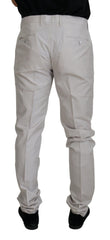 Dolce & Gabbana Off-White Seidene Chino-Hose mit mittlerer Bundhöhe