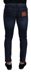 Dolce & Gabbana Blaue Jeans aus Baumwolle mit Nieten und niedriger Taille