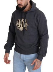 Dolce & Gabbana Grauer Kapuzenpullover aus Baumwolle mit Logo