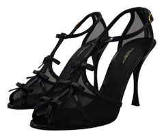 Dolce & Gabbana Schwarze Stiletto High Heel Sandalen Schuhe
