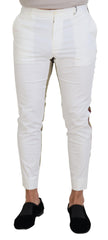 Dolce & Gabbana Weiße Braune Slim Fit Chino Hose