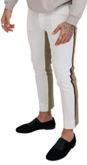 Dolce & Gabbana Weiße Braune Slim Fit Chino Hose