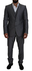 Dolce & Gabbana Grauer SICILIA 3-teiliger Slim Fit Anzug