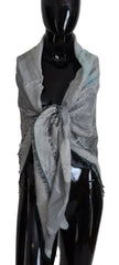 Costume National Schal Foulard Fransen Grau bedruckt