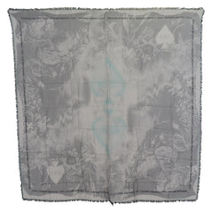 Costume National Schal Foulard Fransen Grau bedruckt
