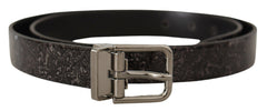 Dolce & Gabbana Schwarzer Goccia-Glitzerlackleder-Gürtel mit Schnalle