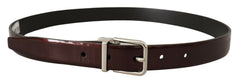 Dolce & Gabbana Brauner Lackleder-Gürtel mit silberner Metallschnalle