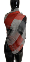 Costume National Grau Rot Schal Foulard Wrap
