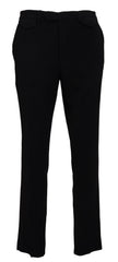 BENCIVENGA Black Cotton Straight Fit Men Formal Pants
