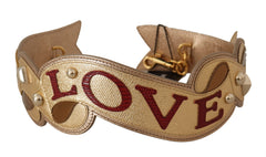 Dolce & Gabbana Schulterriemen aus Goldleder mit LOVE-Patch