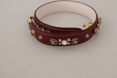 Dolce & Gabbana Bordeaux Leder Kristalle Tasche Schulterriemen