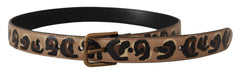 Dolce & Gabbana Brauner Leopardenmuster Vintage Metalltaillenschnallengürtel