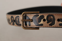 Dolce & Gabbana Brauner Leopardenmuster Vintage Metalltaillenschnallengürtel