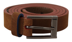 Dolce & Gabbana Brown Logo Engraved Metal Waist Buckle Belt