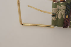 Dolce & Gabbana Gürtel aus mehrfarbigem Leder mit Stickereien und goldfarbener Metallschnalle