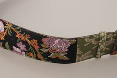 Dolce & Gabbana Gürtel aus mehrfarbigem Leder mit Stickereien und goldfarbener Metallschnalle