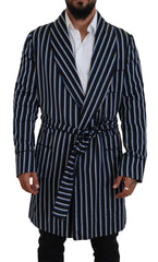 Dolce & Gabbana Morgenmantel mit schwarz-blauem Martini-Printfutter