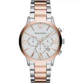 Emporio Armani Chronographuhr aus silbernem und bronzefarbenem Stahl