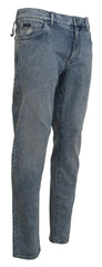Dolce & Gabbana Blaue Waschung Slim Fit Jeans aus Baumwoll-Denim