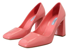 Prada Pumps Blockabsatz Lackleder Pink Klassisch