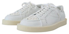Dolce & Gabbana Weiße Leder-Low-Top-Oxford-Sneaker Freizeitschuhe