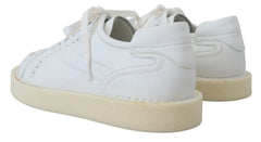 Dolce & Gabbana Weiße Leder-Low-Top-Oxford-Sneaker Freizeitschuhe