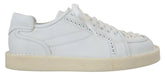 Dolce & Gabbana Weiße Leder-Low-Top-Oxford-Sneaker Freizeitschuhe