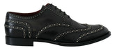 Dolce & Gabbana Schwarze Derby-Schnürschuhe aus Leder mit Nietenbesatz