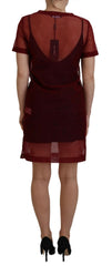 Dolce & Gabbana Maroones Nylon Zweilagen-Shift-Minikleid