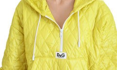 Dolce & Gabbana Gelbe Steppjacke mit Kapuze aus Nylon