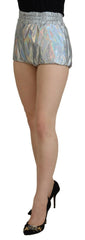 Dolce & Gabbana Silber Holografische High Waist Hot Pants Shorts