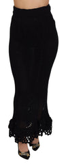 Dolce & Gabbana Schwarzer Strickrock aus Baumwolle mit hoher Taille und Meerjungfrauen-Schnitt
