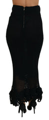 Dolce & Gabbana Schwarzer Strickrock aus Baumwolle mit hoher Taille und Meerjungfrauen-Schnitt