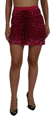 Dolce & Gabbana Pink Leopard A-Linien-Minirock mit hoher Taille