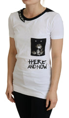 Dolce & Gabbana Weißes Baumwoll-T-Shirt Rundhals-T-Shirt