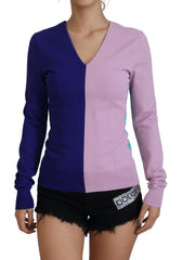 Dolce & Gabbana Pullover aus Viskose mit V-Ausschnitt, mehrfarbig, lange Ärmel