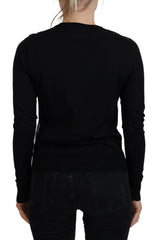 Dolce & Gabbana Schwarze floral gemusterte Strickjacke aus Spitze mit Knöpfen