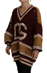 Dolce & Gabbana Pullover mit V-Ausschnitt aus mehrfarbiger Spitze