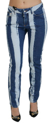 Dolce & Gabbana Kobaltblaue Streifen Skinny Jeans aus Baumwoll-Denim