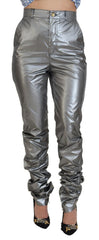 Dolce & Gabbana Metallic-Silberne High-Waist-Skinny-Hose