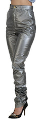 Dolce & Gabbana Metallic-Silberne High-Waist-Skinny-Hose